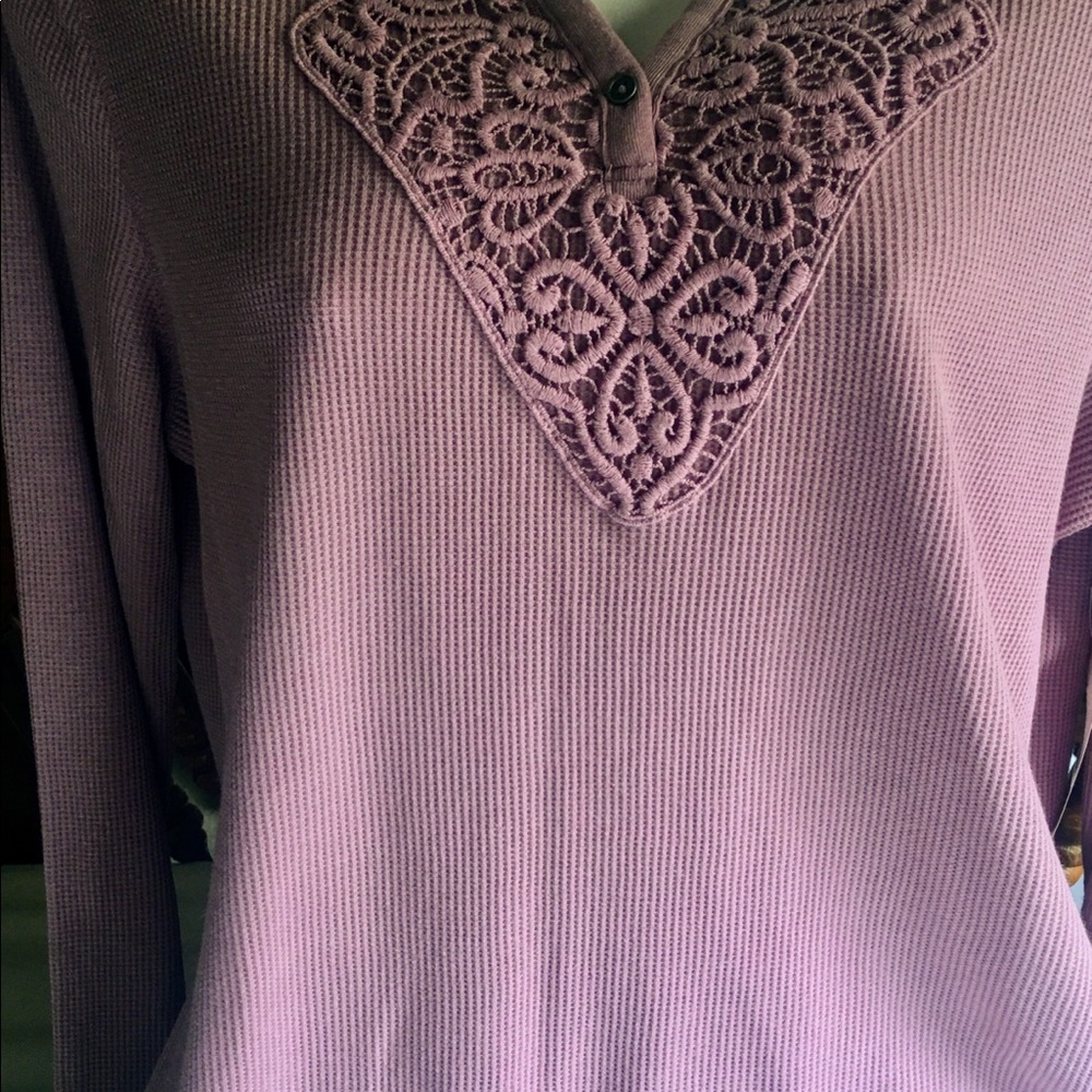 Walmart Faded Glory Crochet Thermal Top purple